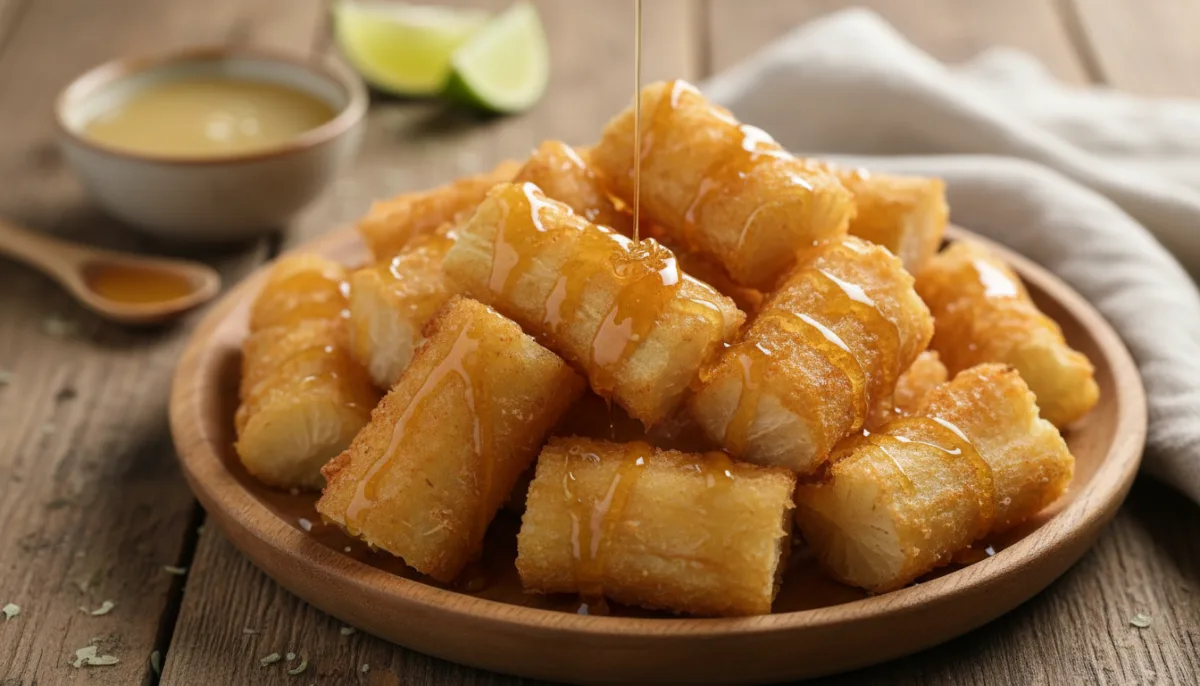 Paraguayan Mandi'o Chyryry (Fried Cassava) with Honey Drizzle