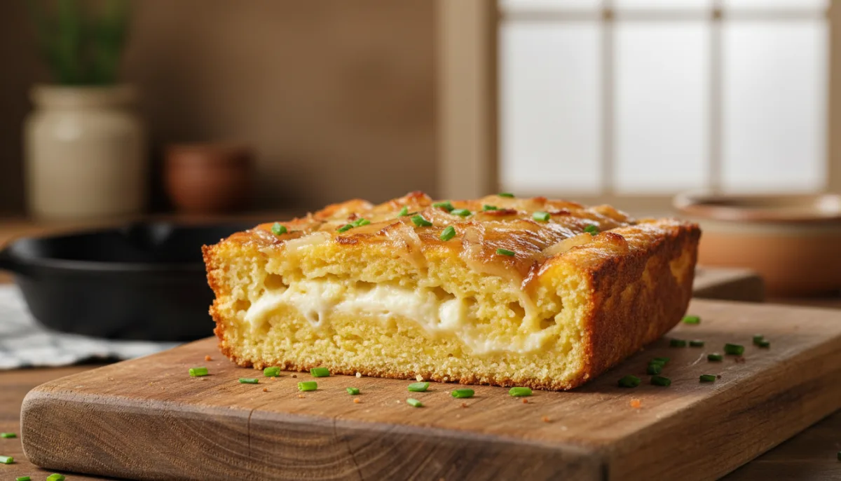 Sopa Paraguaya (Tavë me Bukë Misri) me Djathë dhe Qepë