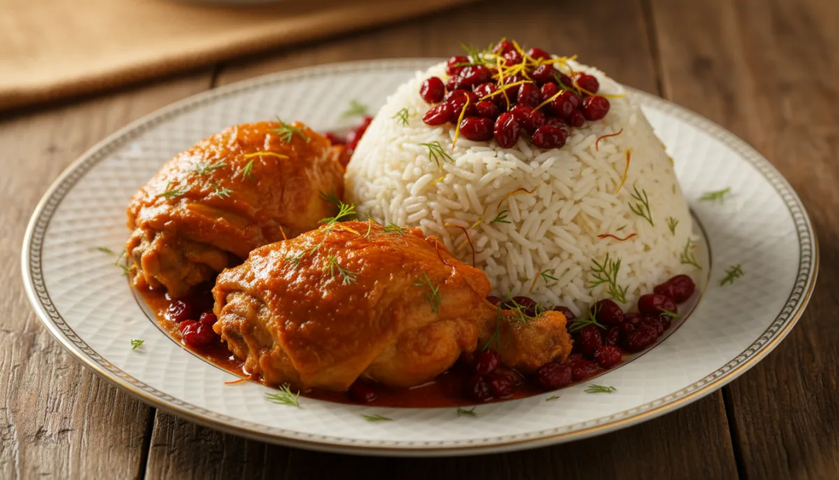 Poulet Persan et Riz aux Épines-Vinettes (Zereshk Polo ba Morgh)