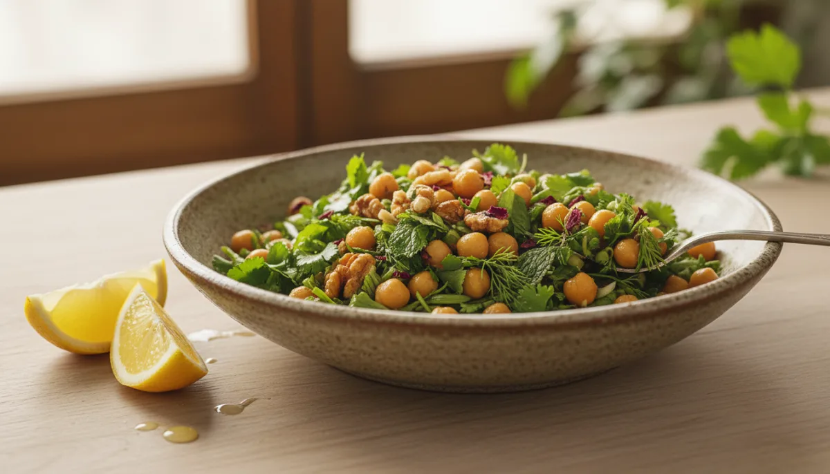 Persian Herb and Chickpea Salad with Walnuts