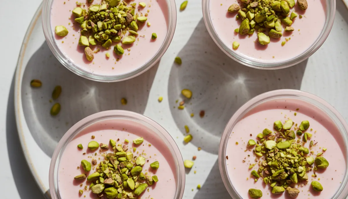 Persian Rosewater Pistachio Pudding