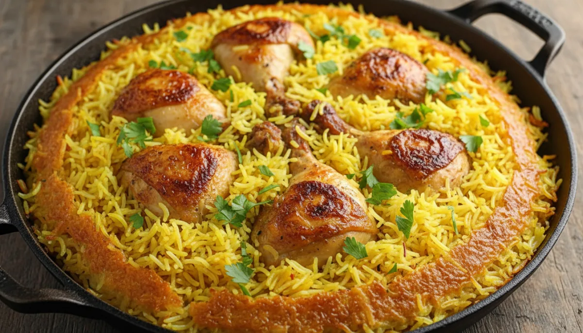 Persian Saffron Chicken and Rice Skillet