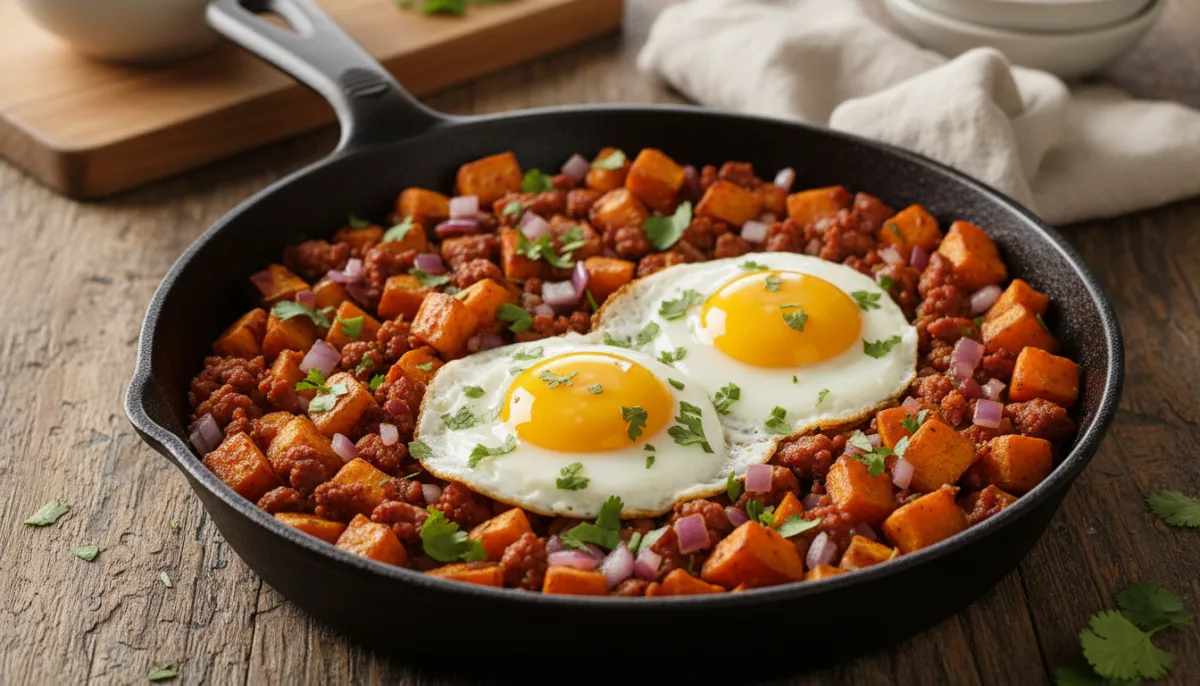 Peruvian Sweet Potato and Chorizo Hash
