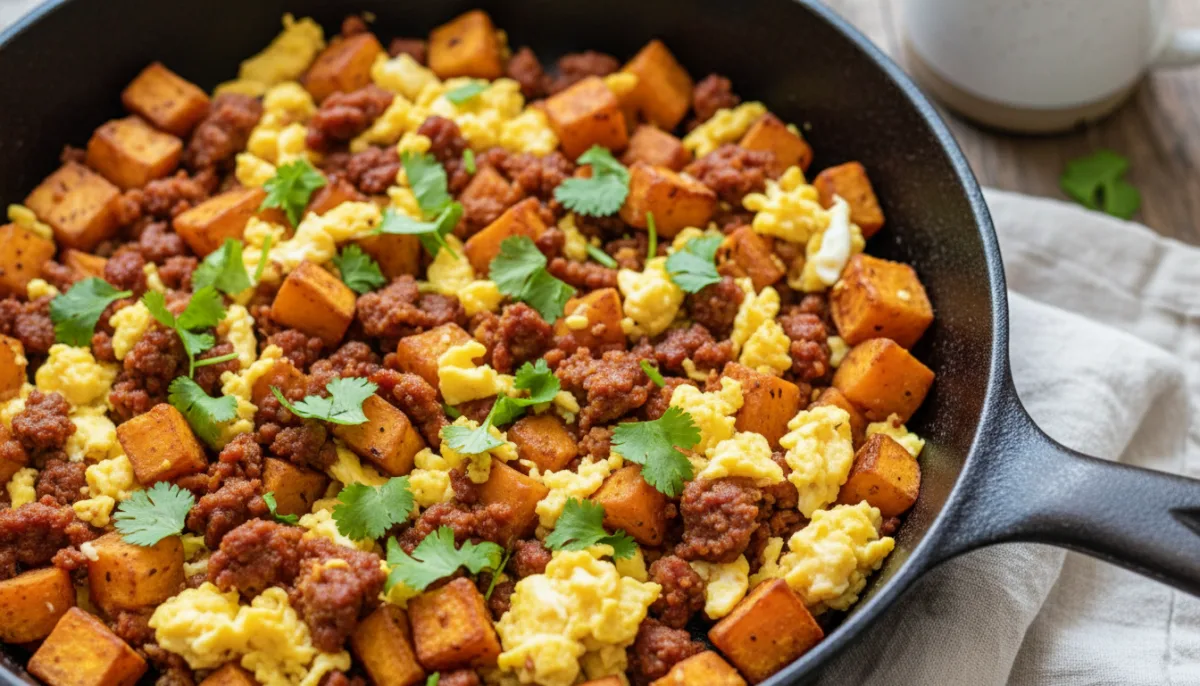 Omëletë Peruane me Patate të Ëmbla dhe Chorizo