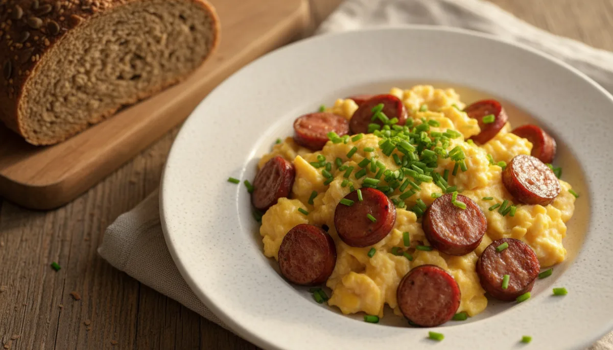 Hearty Polish Scrambled Eggs with Kielbasa and Chives