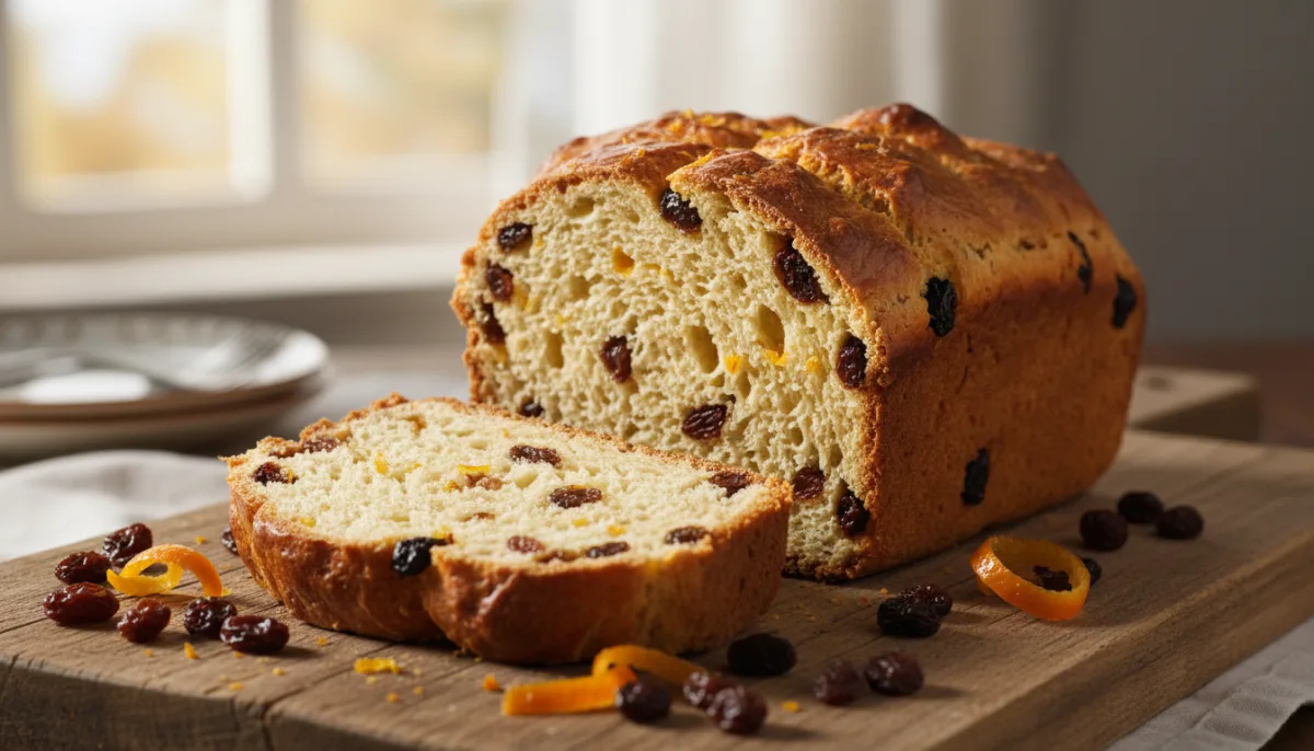 Bukë e ëmbël Portugeze me Rrush të Thatë dhe Lëkurë Portokalli (Pão Doce)