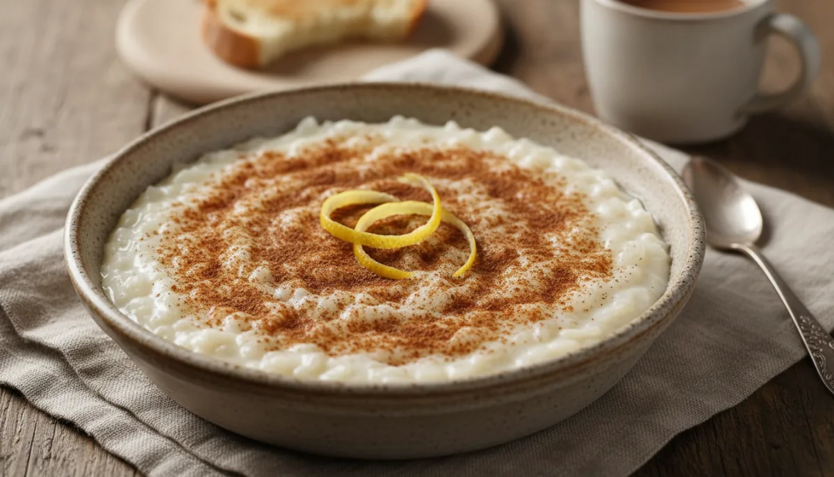 Arroz Doce: Buding Oriz i ëmbël Portugez me Kanellë dhe Lëkurë Limoni