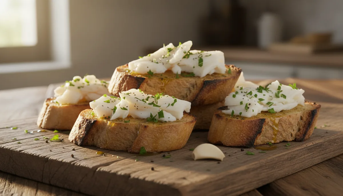 Portuguese Torricado: Grilled Bread with Garlic, Olive Oil, and Salt Cod