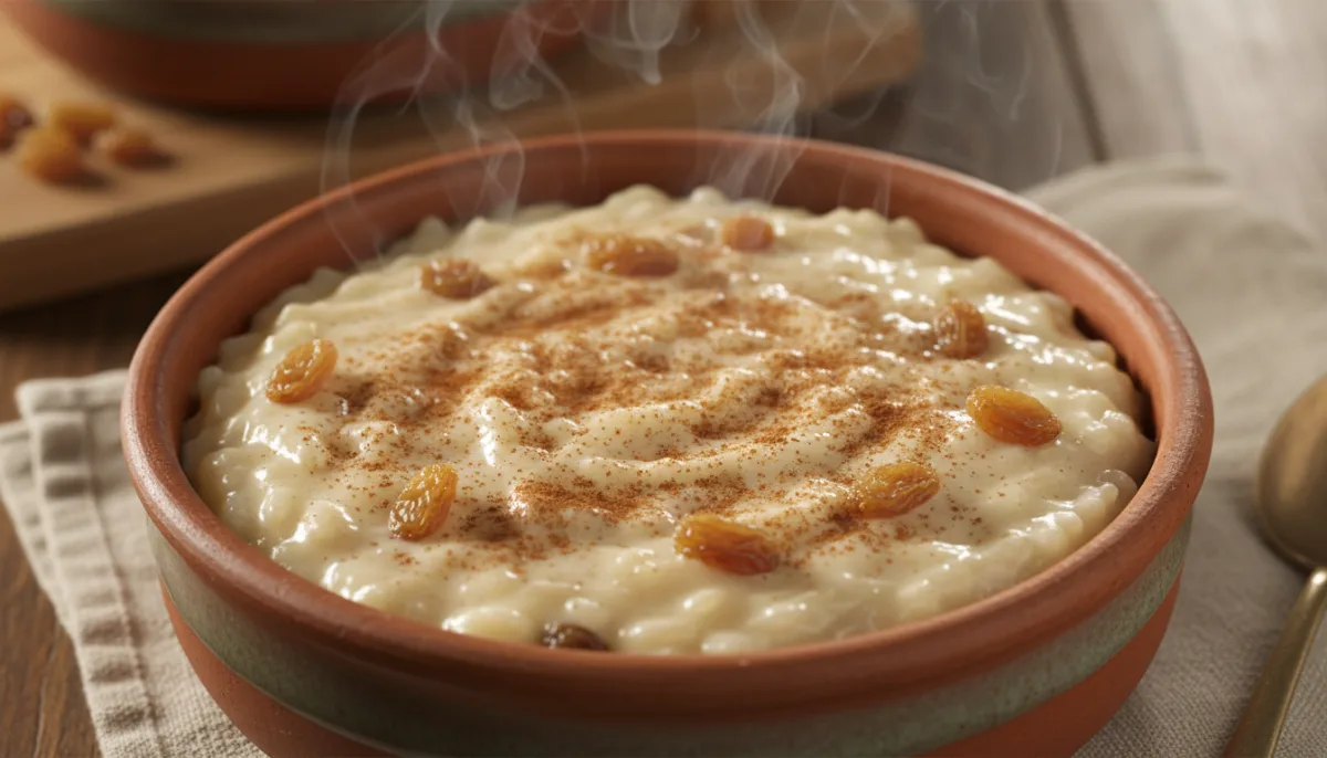 Classic Puerto Rican Arroz con Dulce with Raisins and Warm Spices