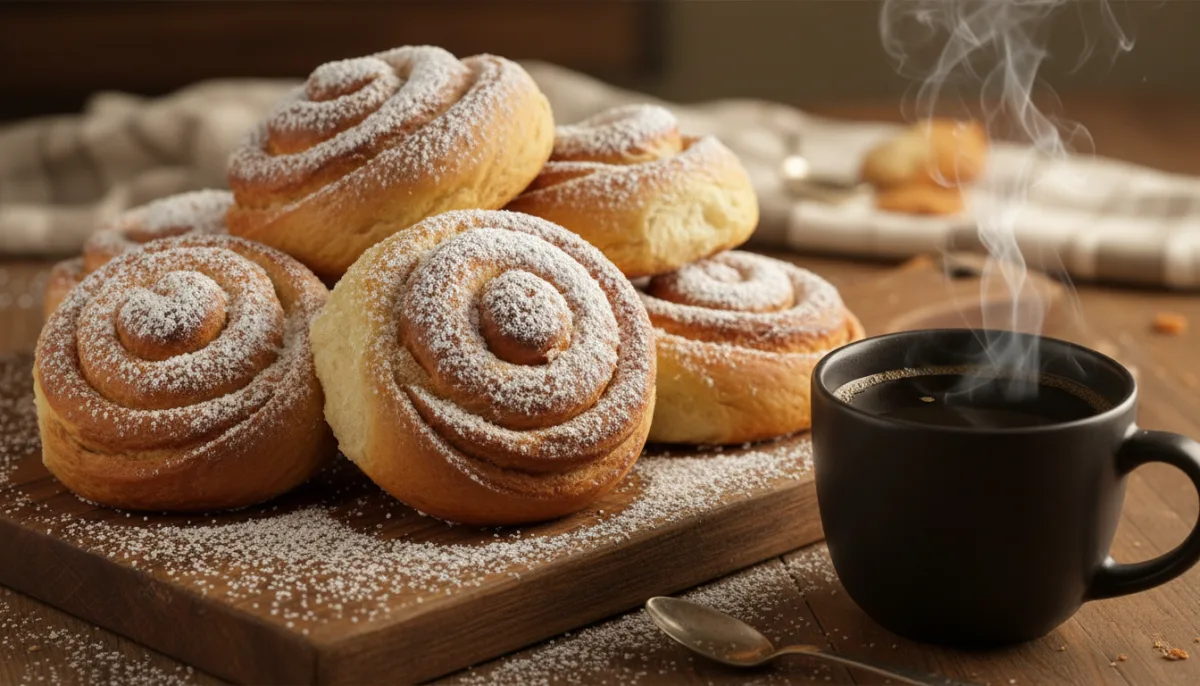 Puerto Rican Pan de Mallorca with Powdered Sugar
