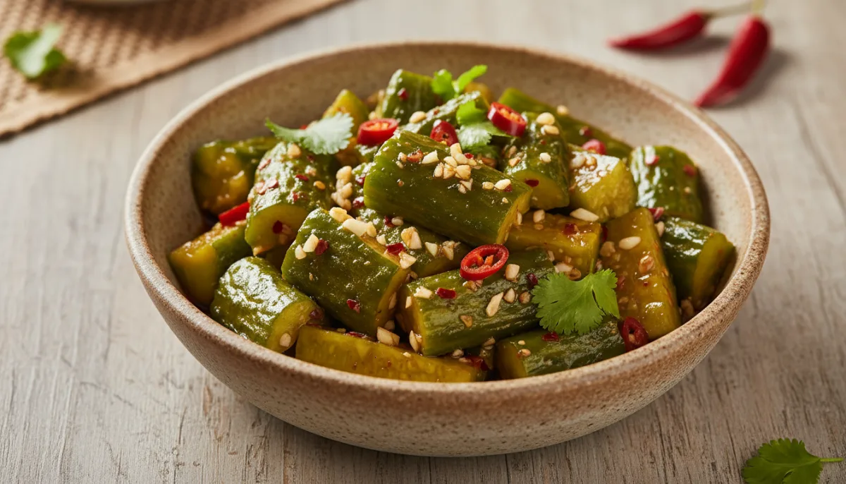 Quick Chinese Cucumber Salad with Garlic and Chili Oil