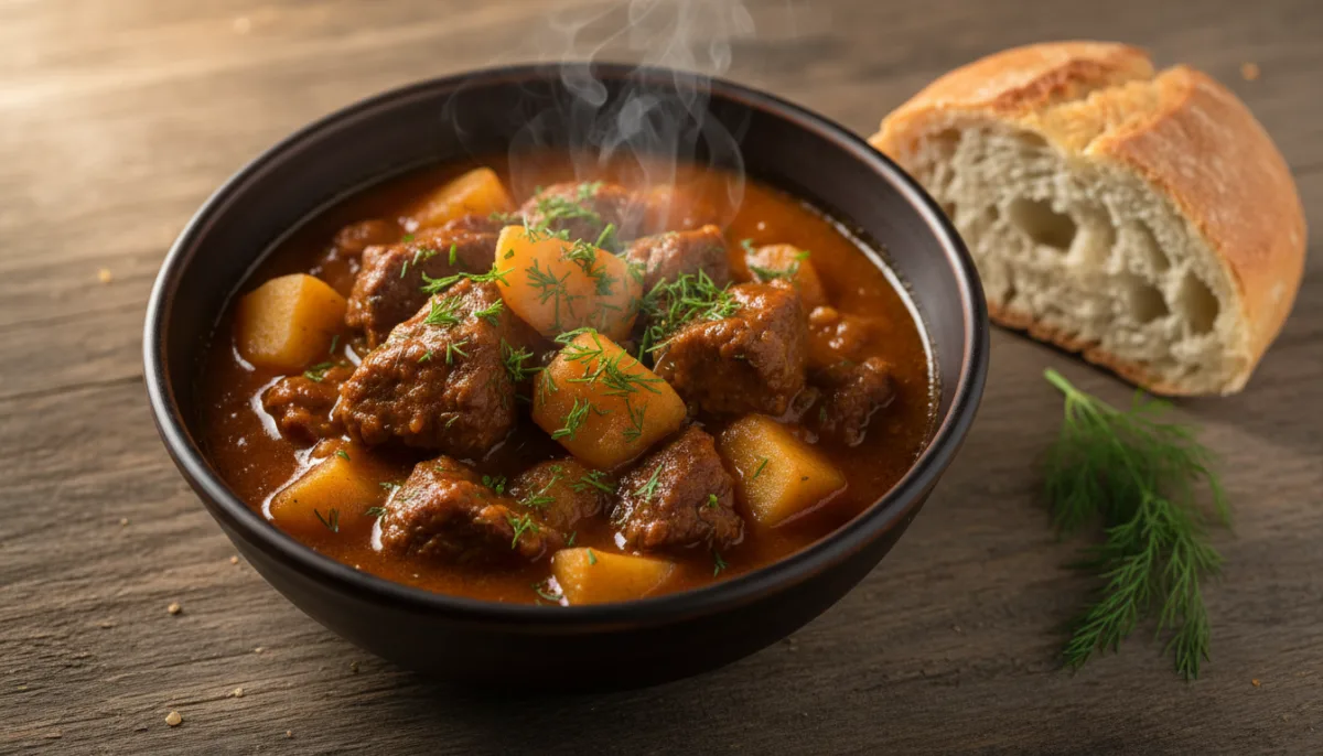 Romanian Beef and Potato Stew (Tocană de Vită cu Cartofi) with Dill