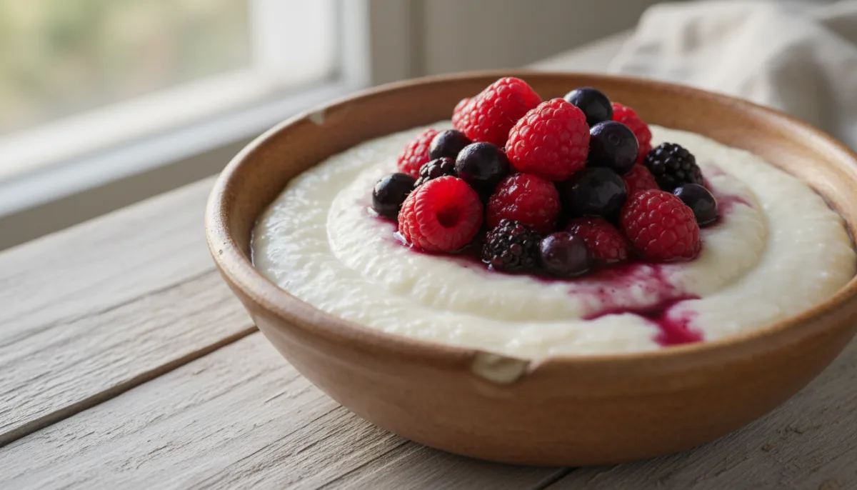 Romanian Semolina Porridge with Berry Compote (Griș cu Lapte și Dulceață)