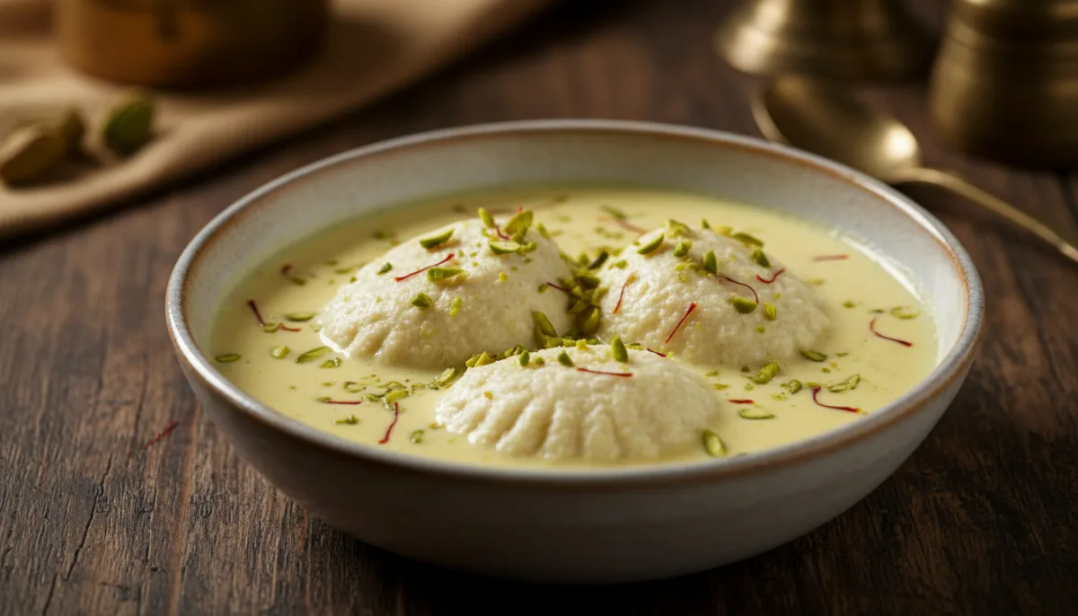Dumplings de Ricotta con Azafrán en Leche de Cardamomo