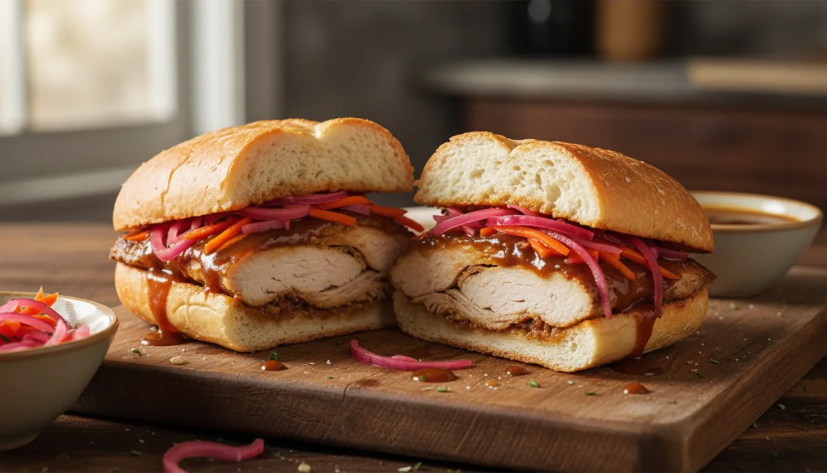 Salvadoran Pan con Pavo: Turkey Sandwich with Gravy and Pickled Vegetables