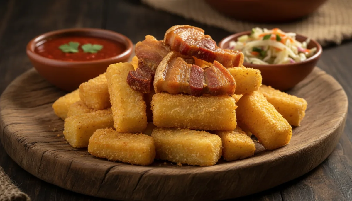 Salvadoran Yuca Frita con Chicharrón (Fried Yuca with Pork Cracklings)
