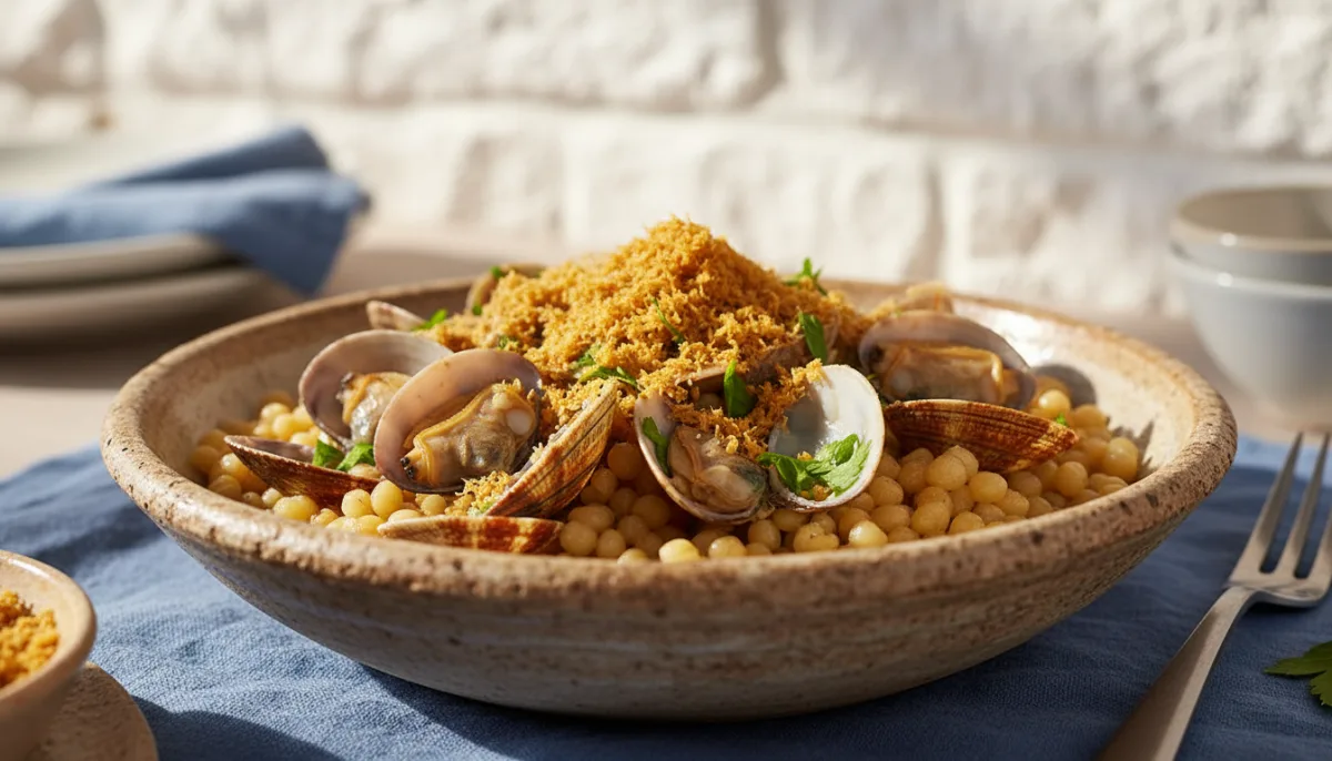 Fregola Sarde me Midhje dhe Botarga