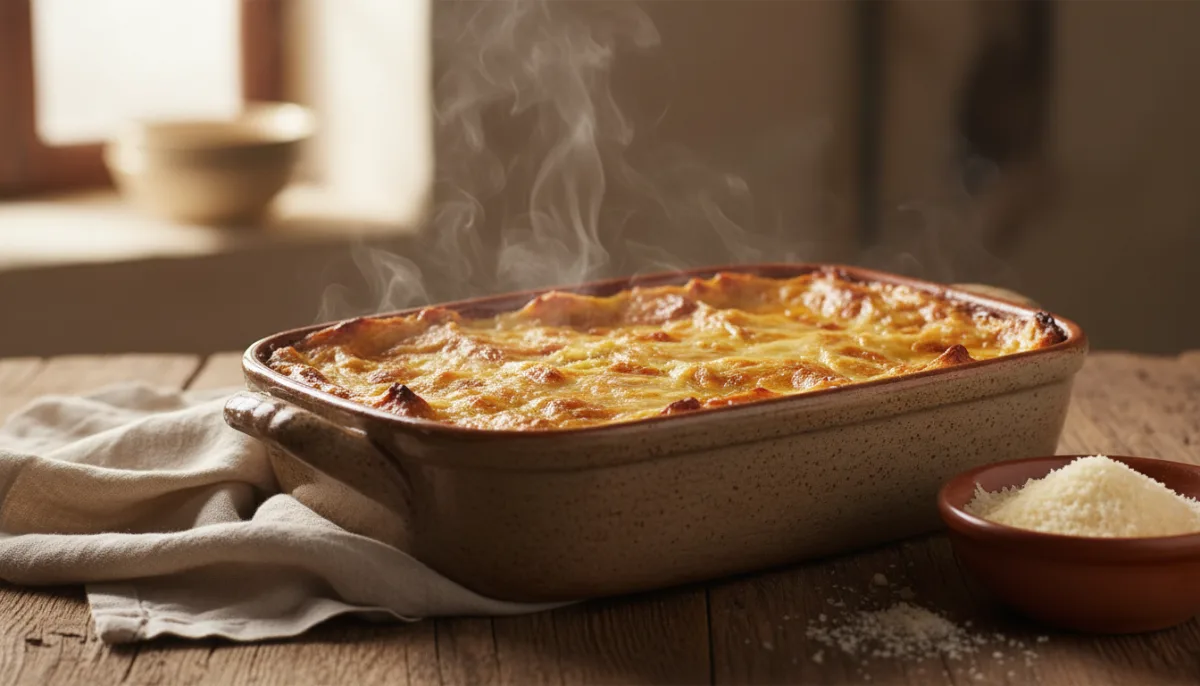 Sardinian Zuppa Gallurese (Bread and Cheese Soup)