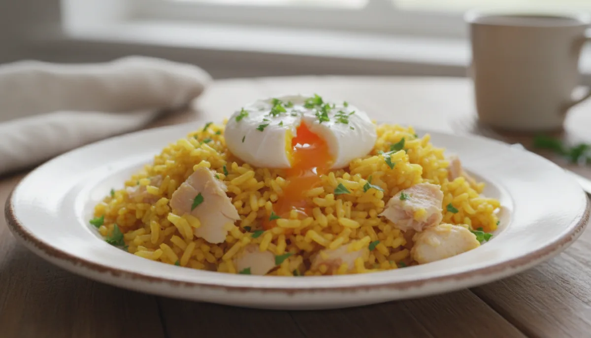 Classic Scottish Kedgeree with Smoked Haddock and Poached Eggs
