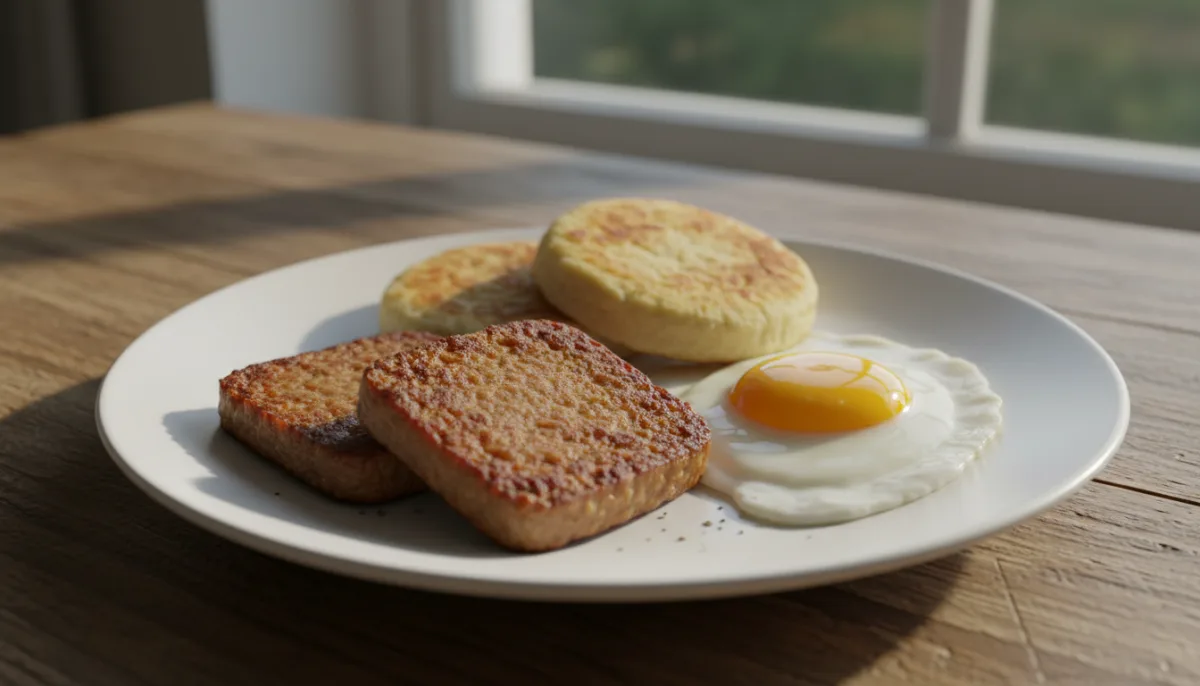 Scottish Lorne Sausage with Fried Egg and Tattie Scones