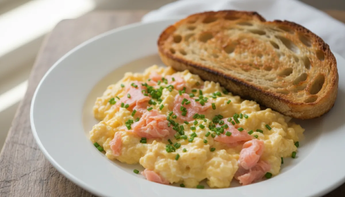 Scottish Smoked Salmon and Scrambled Eggs with Chives