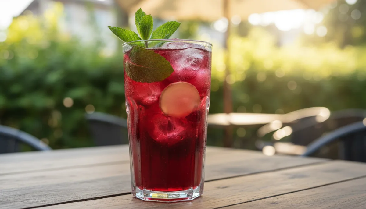Senegalese Bissap (Hibiscus Drink) with Mint and Ginger