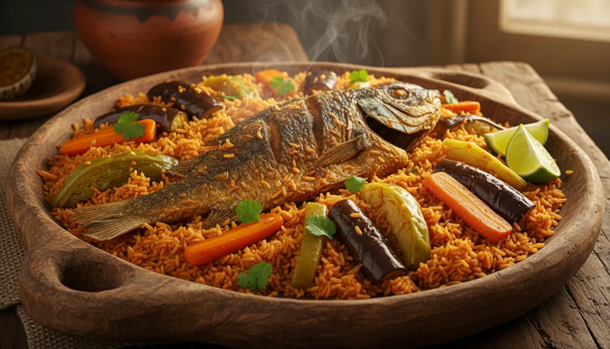 Authentic Senegalese Thiéboudienne: Fish, Rice, and Vegetable Medley
