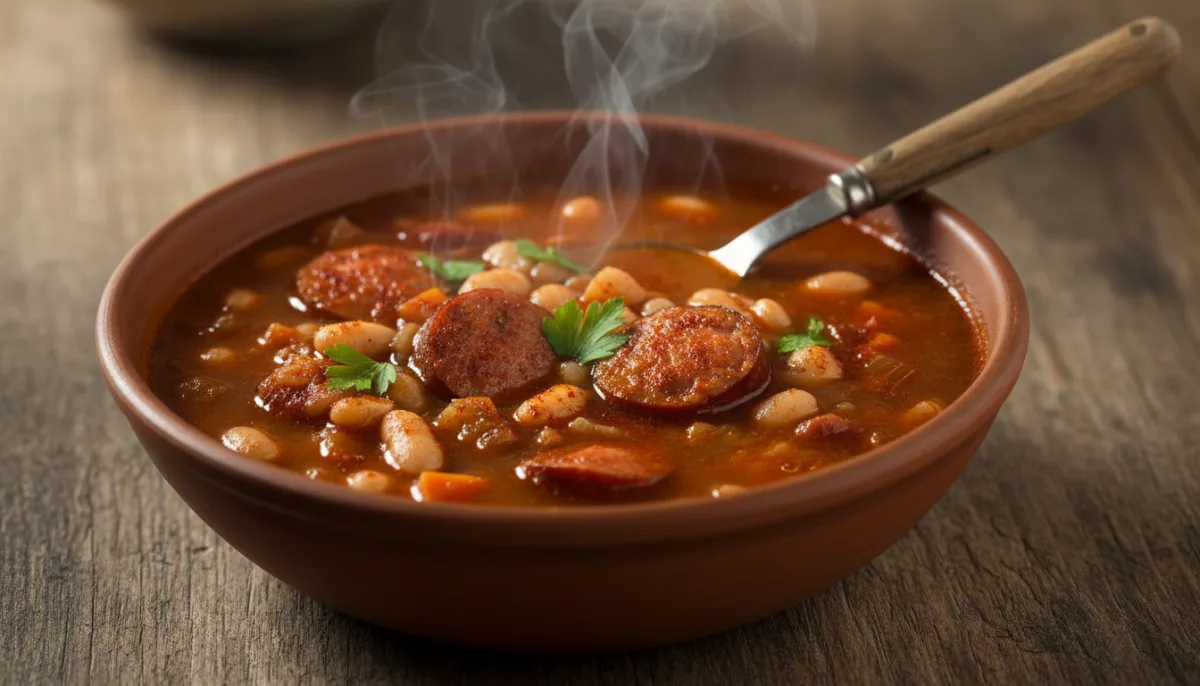 Supë Serbe me Fasule të Bardha (Pasulj) me Sallam të Tymosur dhe Paprika