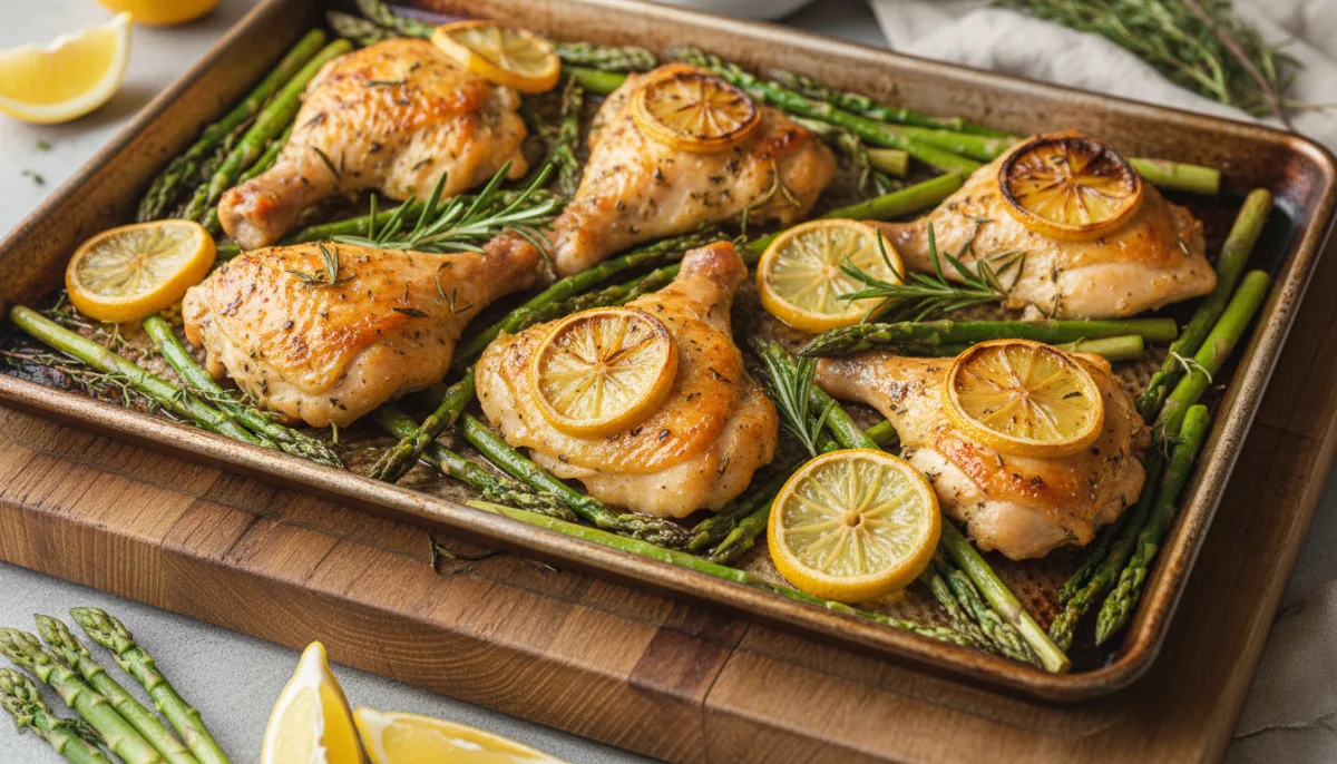 One-Pan Lemon Herb Chicken and Asparagus Dinner