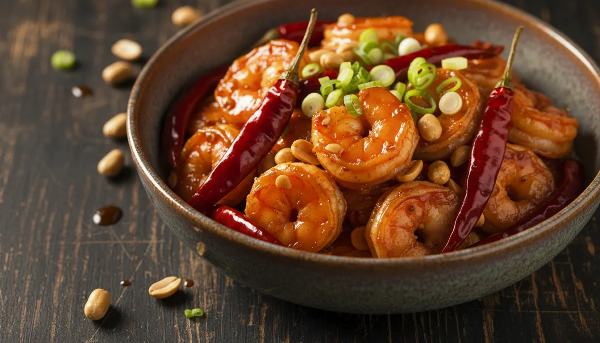 Spicy Sichuan Kung Pao Shrimp with Peanuts