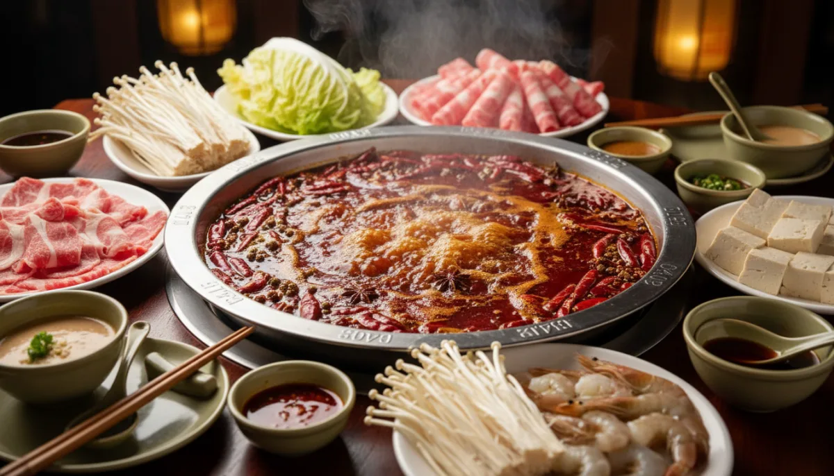 Sichuan Mala Hot Pot with Assorted Meats and Vegetables