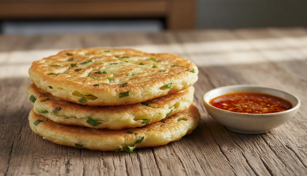 Authentic Sichuan Scallion Pancakes with Fiery Dipping Sauce