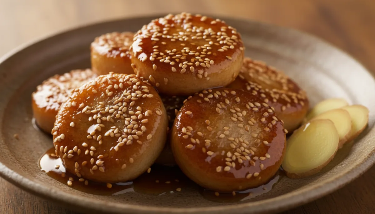 Pastel de Arroz Pegajoso Dulce Sichuan con Azúcar Moreno y Jengibre