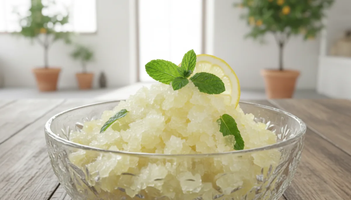 Granita Siciliana de Limão com Hortelã Fresca