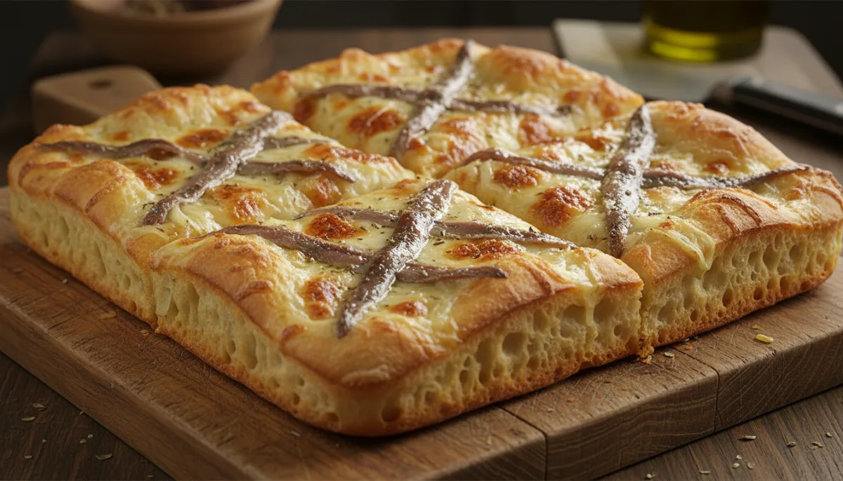 Sicilian Sfincione (Thick-Crust Pizza) with Anchovies and Onions