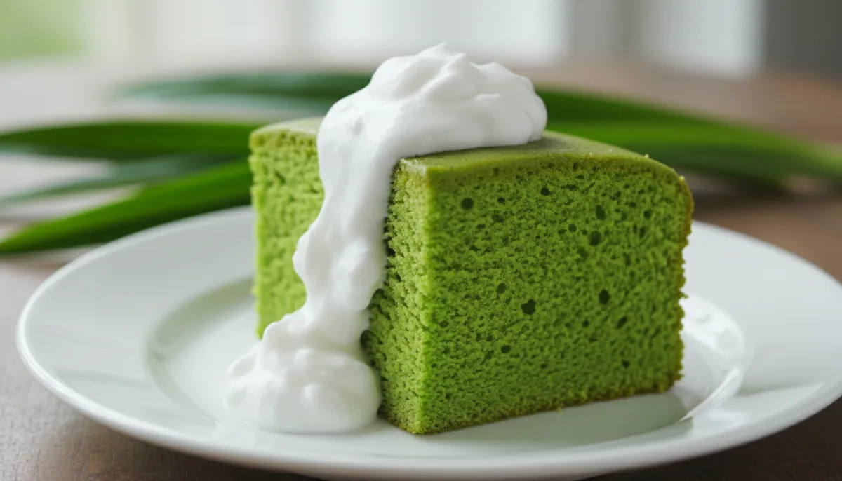 Bolo Chiffon de Pandan de Singapura com Creme de Coco