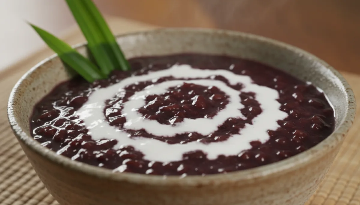 Pulut Hitam Singapurense Clásico (Gachas de Arroz Glutinoso Negro)