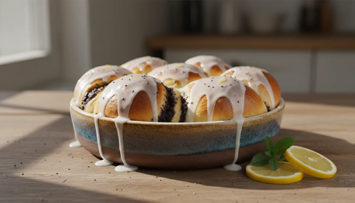 Slovak Makové Buchty (Poppy Seed Buns) with Zesty Lemon Glaze