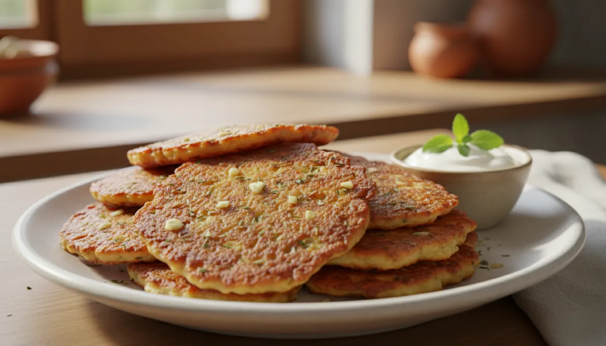 Slovak Potato Pancakes (Zemiakové Placky) with Garlic and Marjoram