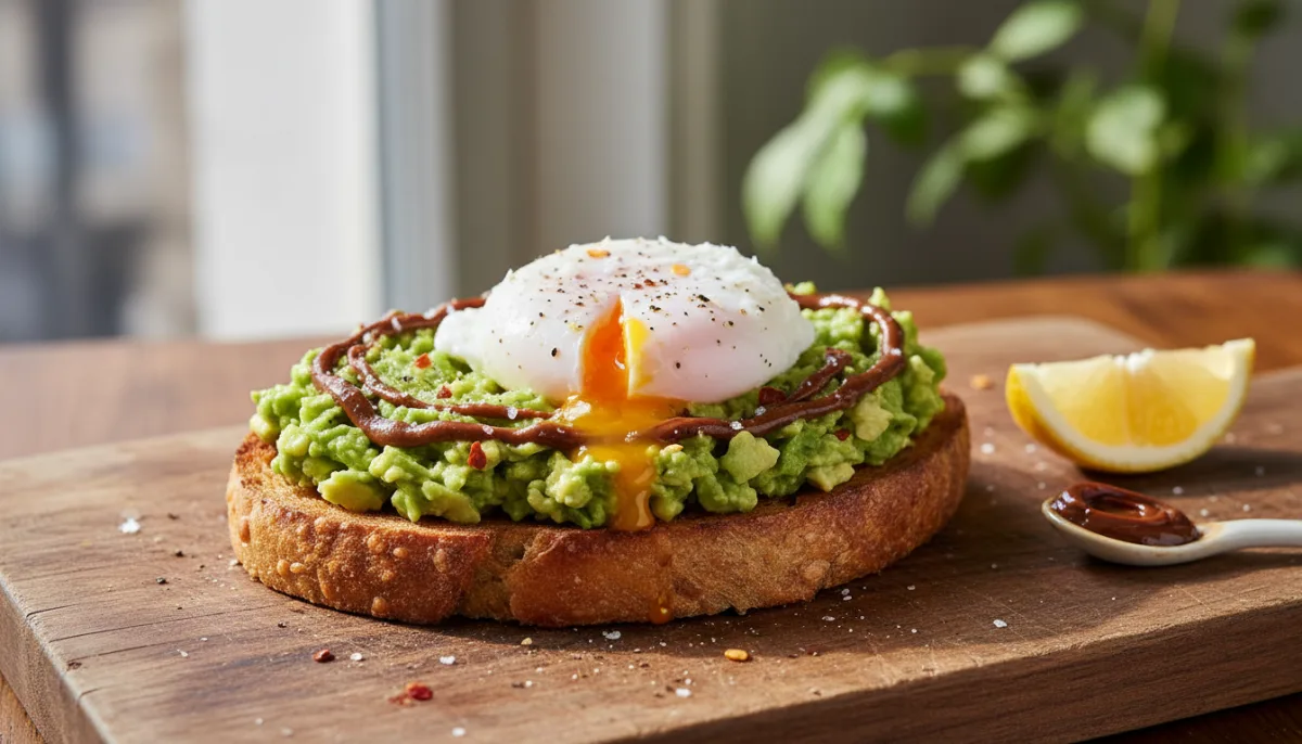Smashed Avocado Toast with Vegemite Swirl and Poached Egg