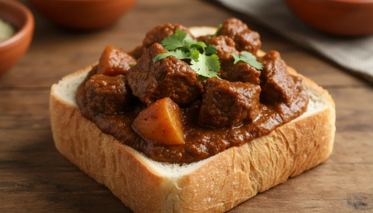 Bunny Chow nga Afrika e Jugut me Mish Qengji me Kerri