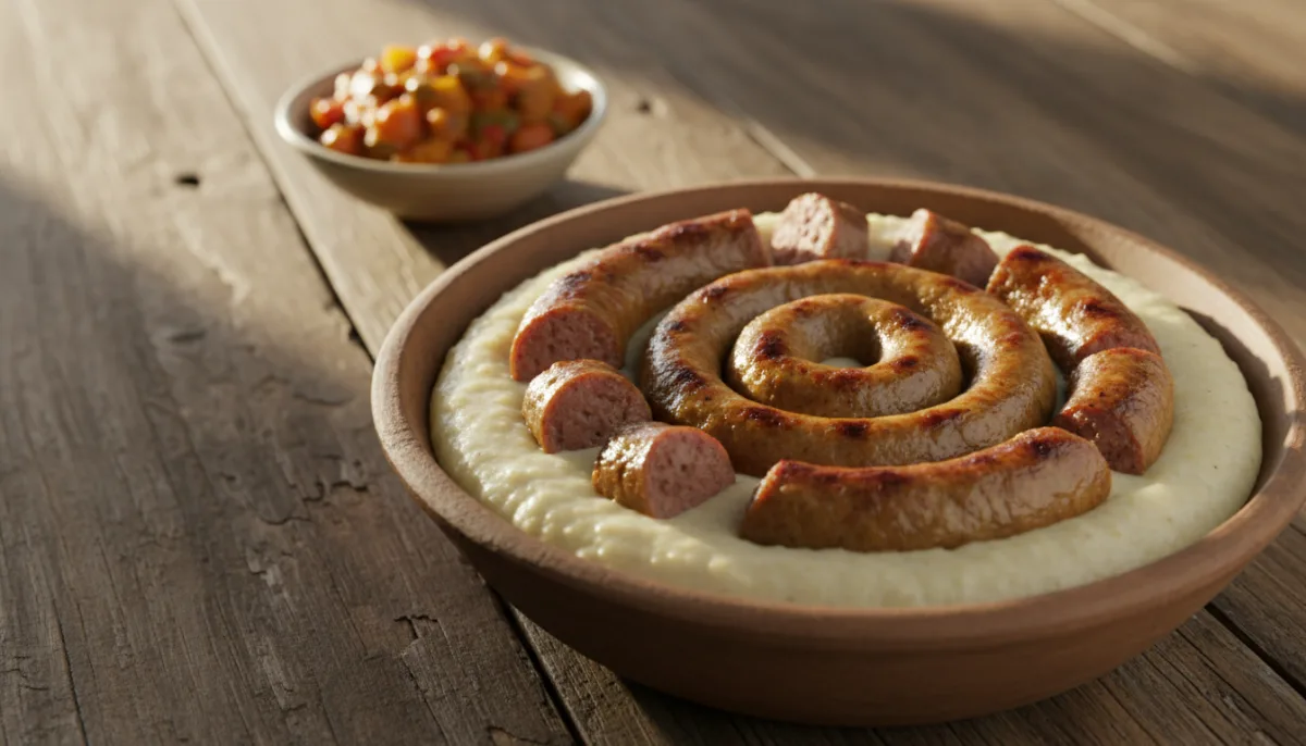 South African Pap and Wors: Creamy Maize Porridge with Grilled Sausage