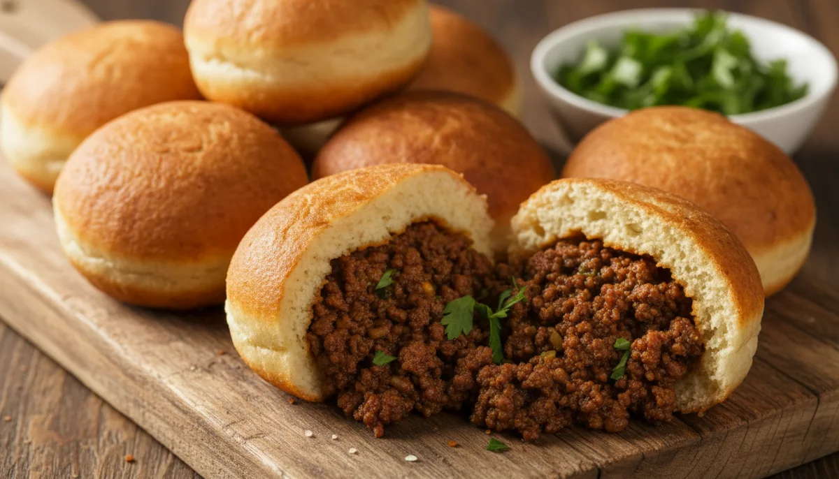 Südafrikanische Vetkoek mit herzhaftem Hackfleisch