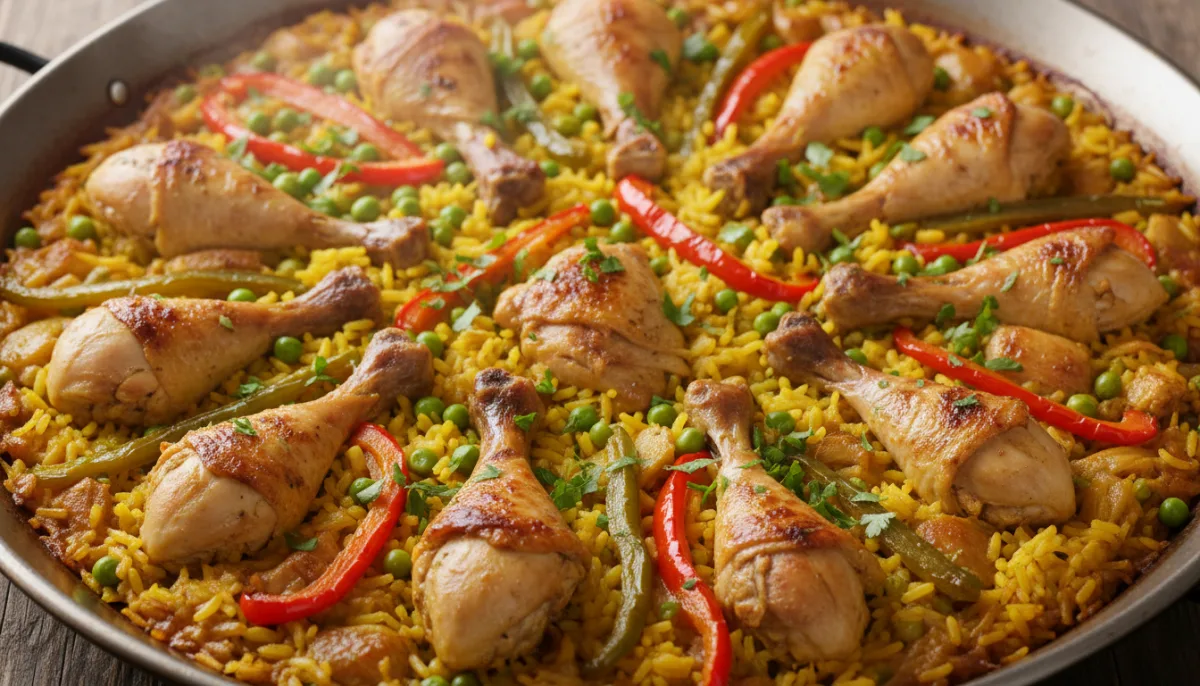 Spanish-Style Chicken and Bell Pepper Paella