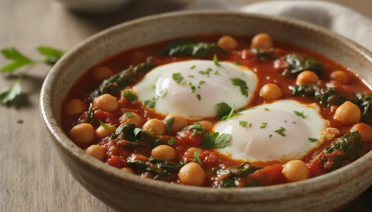 Ragoût Espagnol de Pois Chiches et Épinards aux Œufs