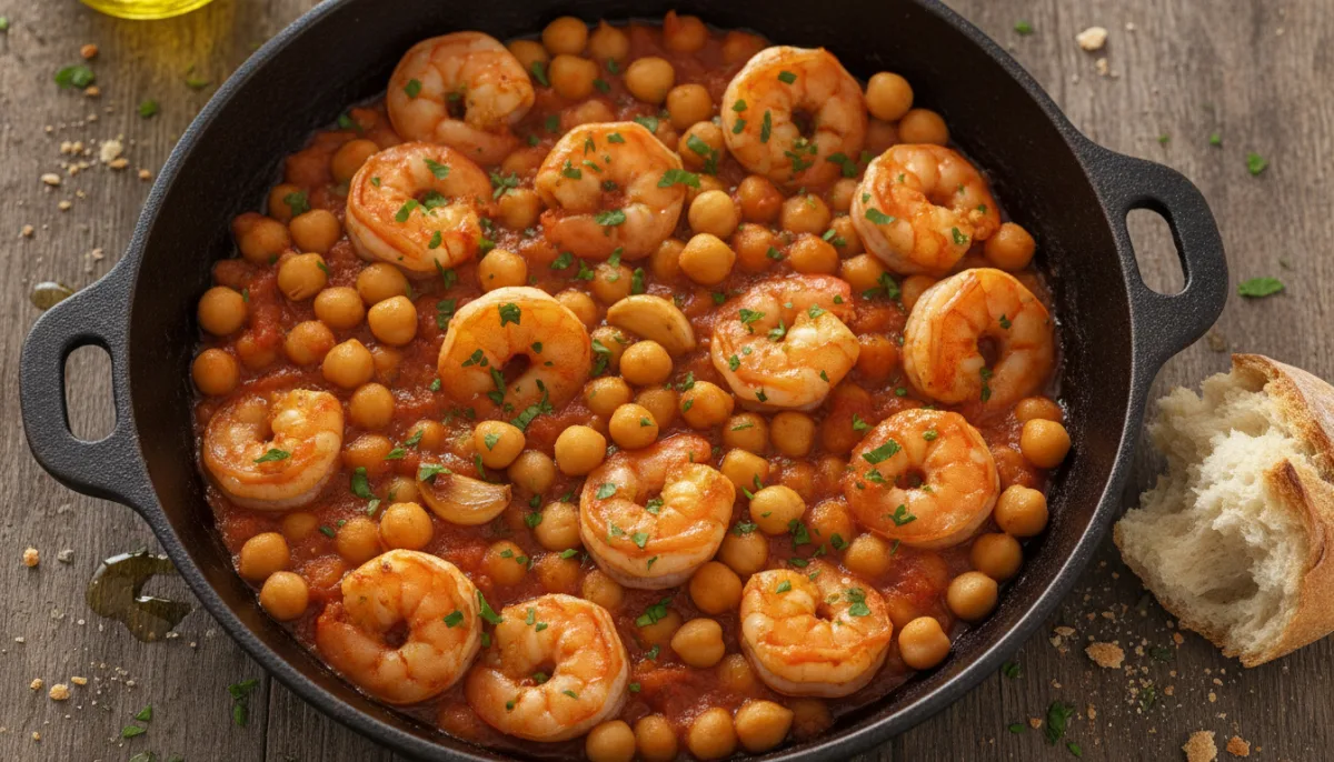 Garlic Shrimp and Chickpea Skillet with Tomato