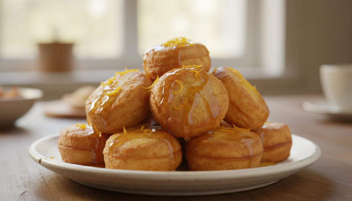 Buñuelos Españoles de Ricotta, Miel y Naranja