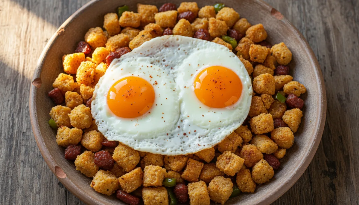Spanish Migas with Fried Eggs
