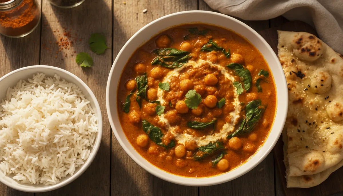 Curry Épicé de Pois Chiches et Épinards (Chole Palak)