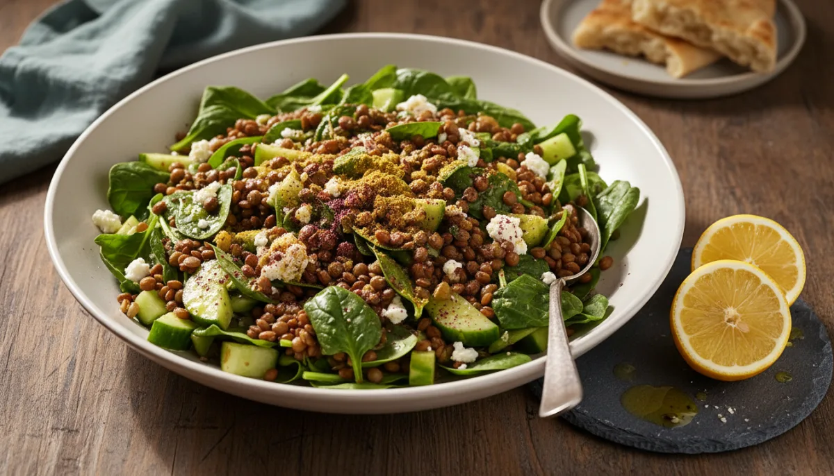 Spiced Turkish-Style Lentil and Spinach Salad